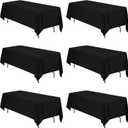 BRILLMAX 6 Pack Black Tablecloths 70 x 120 Inch for 6ft & 8ft Rectangle Tables - 150 GSM Polyester Fabric, Universal Fit, Water, Stain & Wrinkle Resistant Cloth Cover for Wedding Reception Banquet
