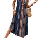 WIHOLL Summer Dresses for Women Scoop Neck Flowy Beach Vacation Clothes Spring Casual Dresses Midi Sun Dress Maxi Dress Cruise Resort Wear 2026 Summer Outfits Sundresses for Women Blue Stripe L