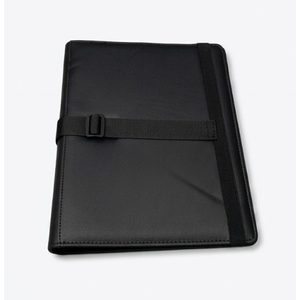 Professional Padfolio with Clipboard, Faux Leather Portfolio Folder Binder, Legal Pad Holder for A4 Letter Size Notepad, Resume, Writing Pad, Ideal Organizer for Business Office Conference, Black