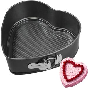 Kamehame Heart Shaped Springform Pan, Large 9 Inches Heart Springform Pan, Not-Stick Heart Shaped Cheesecake Pan, Carbon Steel Cake Pan