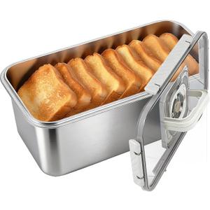 ANYPROLUS Bread Box Stainless Steel Bread Storage for Homemade Bread, Dishwasher Safe Bread Containers Storage Airtight Loaf, Airtight Bread Storage Container with Lid and Handle (silver)