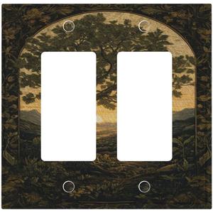 Decorative Art Light Switch Covers Tree 2 Gang Dual Rocker Outlet Switch plate Faceplate GFCI