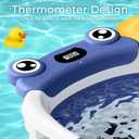 BUNWAG Baby Bathtub, Collapsible Newborn Bathtub for Infant to Toddler with Soft Cushion and Thermometer, Travel Newborn Tub with No-Slip Feet, Baby Shower Gifts, 0-12 Months Baby Bath, Navy Blue