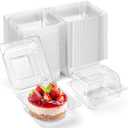 Zezzxu 3 Pack Clear Plastic Take Out Food Containers, Square Cake Slice Containers with Hinged Lids, Disposable To Go Boxes for Cookies, Desserts, Fruits, Salads, Sandwiches