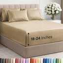 Extra Deep Cal King Sheet Set - 6 Piece Breathable and Cooling Sheets - Hotel Luxury Bedding for Women, Men, Kids & Teens - Easy Secure Fit - Soft & Wrinkle Free - Extra Deep Pockets - Heathered Tan