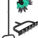 Lawn Aerator Spike, Manual Aerator Metal for Compacted Soils and Lawns with Dethatching Rake & 15 Iron Spikes Pre-Assembled Grass Aerator Tools for Yard Lawn Aeration Garden Tool