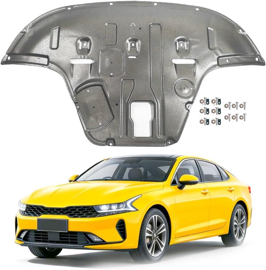 Steel Engine Splash Shield Fit for KIA K5 2021 2022 2023 2024 2025 Front Skid Plate Heavy-Duty Lower Engine Cover Guard Fit for K5 Engine Shield w/Screw Hardware (Silvery-Alloy Steel)