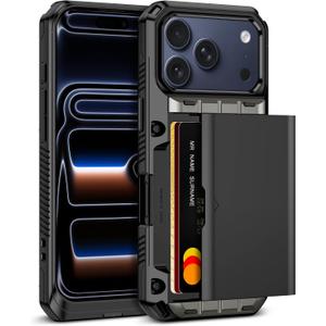 Vofolen for iPhone 17 Pro Case Wallet with Card Holder [Max 4 Cards] Heavy Duty Shockproof Drop Protection Hidden ID Slot Rugged Protective Pocket Phone Cover for Men Women, 6.3 Inch Black