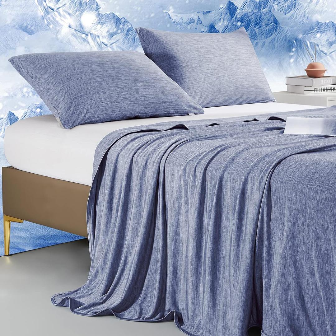 Marchpower Cooling Blanket for Hot Sleepers, Arc-Chill Q-MAX>0.5 Cooling Blanket, Instant Cool to Touch Summer Blanket, Breathable Lightweight Temperature Regulating Blanket for Night Sweats (Blue)