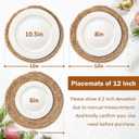GENMOUS 10 Pack Woven Placemats, 12" Round Placemats Natural Water Hyacinth Boho Placemats,Farmhouse Rattan Chargers for Dinner Plates,Rustic Braided Wicker Table Mats for Dining Table,Home,Wedding