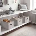 DECOMOMO Storage Bins for Shelves Robust Fabric Closet Bins for Shelves Toy Storage Clothes Books (Pack of 3 Light Grey)