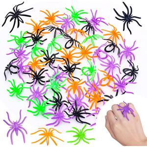Max Fun 300pcs Halloween Spider Rings for Kids Party Favors 1.96 Plastic Spider Rings Bulk for Kids Costume Accessories Party Decorations Supplier (Multicolor)