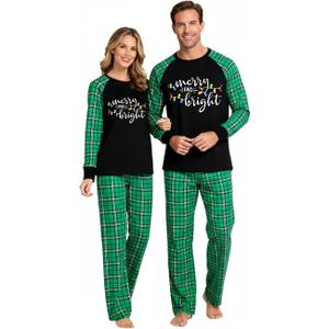 Christmas Pajamas for Couples Matching Christmas Pajamas Sets Xmas Holiday Long Sleeve Pjs 2XL