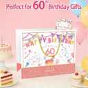 BOPLYBAY 60th Birthday Gift Bag for Women with Card & Tissue Paper - Large 13" Pink Age 60 Party Favor Bag, 60 Year Old Birthday Gifts Wrapping for Mom Grandma Wife