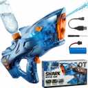 Electric Water Guns for Adults and Kids, 1000 Water Shots, Automatic Squirt Guns with 32Ft Long Range, LED Light, 100% Leakproof, Birthday Gifts, Summer Pool Beach Games, Transparent Blue