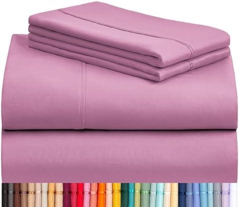 LuxClub 3 PC Sheet Set Bed Sheets Deep Pockets 18" Eco Friendly Wrinkle Free Cooling Machine Washable Hotel Bedding Silky Soft - Light Plum Twin XL