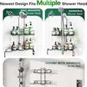 Sewulidon Stainless Steel Hanging Shower Caddy for Handheld Shower Heads,Adjustable Height Extra Long Bathroom Shower Organizer Hanger Rack with Hooks,Soap Holder