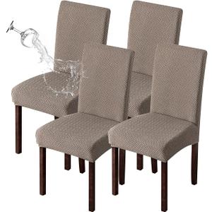 Genina Waterproof Chair Covers for Dining Room Set of 4 Kitchen Chair Covers Parson Dining Chair Slipcover,Taupe