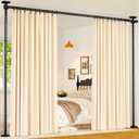 Goovilla Room Divider for Room Separation, Tension Curtain Rods No Drilling, 4-10ft(H) 28-70inch(W) Adjustable Temporary Privacy Wall Divider, Heavy Duty Freestanding Space Partition Separator, Black