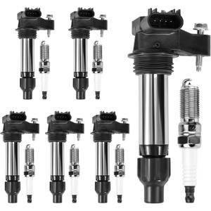 Ignition Coil and Iridium Spark Plugs Compatible with Chevy Impala Malibu Equinox Traverse Colorado & GMC Canyon Acadia Terrain & Cadillac ATS XTS CTS SRX & Buick Enclave & Saturn/Suzuki, UF569+90198