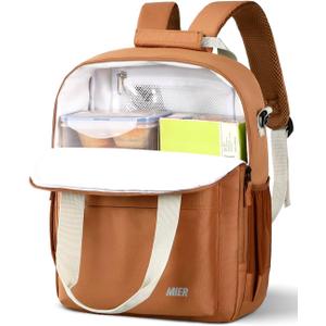 MIER Small 16L Insulated Cooler Backpack with Removable Divider, Lightweight Soft Wine Cooler Bag for Beach Travel Work Picnics Camping, Portable Lunch Backpack for Men Women, Brown