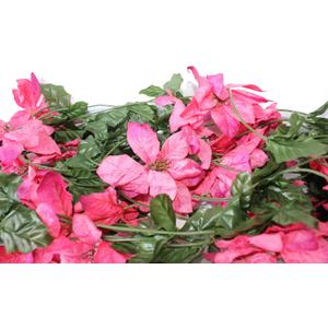 Set of 2 Sparkling Christmas or Wedding Garlands with Artificial Poinsettia Flowers - 5 Foot X 2, 10 Total!! (Multi-Pink Velvet)