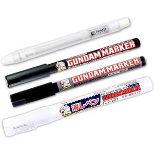 GSI Creos Gundam Marker Pour Type GM301 Black & GM302 Gray & Eraser Pen GM300 & Knock-Type EraserFlow-in Type Panel Lining Pens