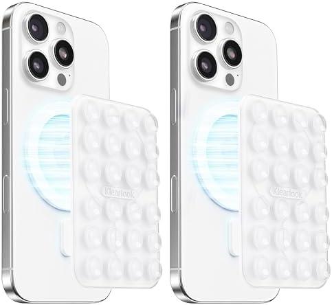 Klearlook  1 PCS Magnetic Suction Phone Mount for MagSafe Case, Sticky Phone Grip Holder for iPhone, Removable Hands-Free Selfie/Video for TikTok Influencers, Women Girl Teen Gift, Transparent