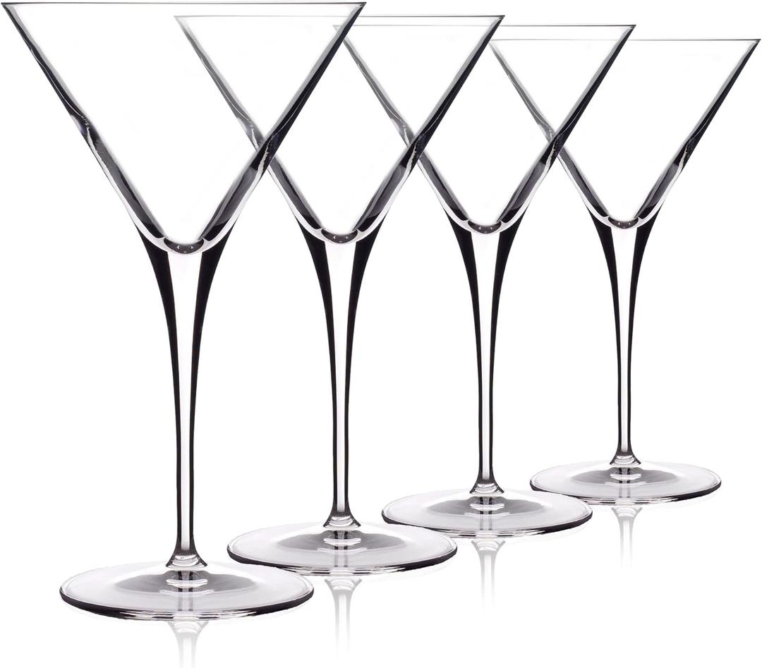 Luigi Bormioli Crescendo 10 Oz Martini Glasses, Set of 4, Crystal Cocktail Glasses, Dishwasher Safe Martini Glass, Made in Italy