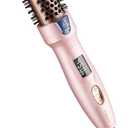 Thermal Brush, MINI & Tiny 1 Inch Ionic Curling Brush for Shiny Hair, Tourmaline Ceramic Ionic Curling Iron Brush for Short to Medium Hair, Adjustable Temperature, Dual Voltage, Compact-Size (Pink)