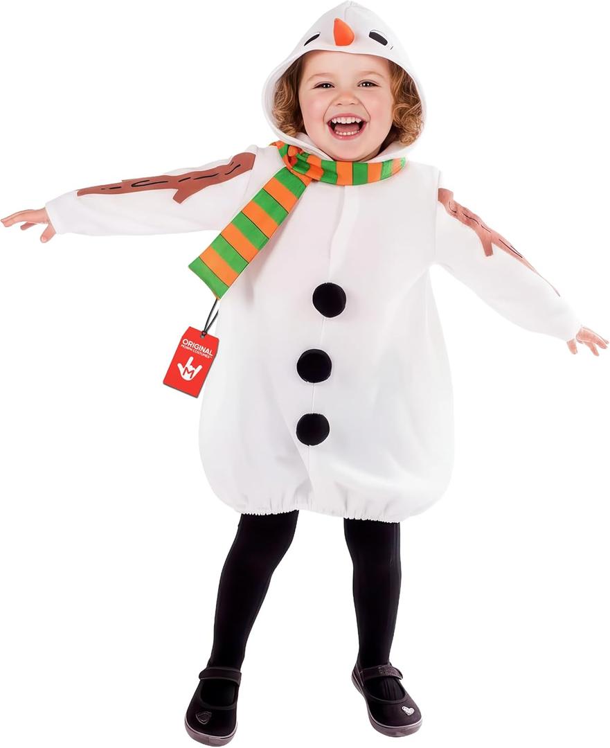 fun shack Toddler Snowman Costume, Snowman Costume Kids, Toddler Christmas Costumes, Christmas Costumes for Kids (3-4 Years, White)