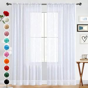 SpaceDresser Basic Rod Pocket Sheer Voile Window Curtain Panels White 1 Pair 2 Panels 38 Width 72 Inch Long for Kitchen Bedroom Children Living Room Yard(White,38 W x 72 L)