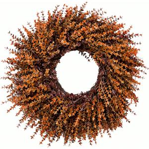 28 Inch Fall Wreath for Front Door Boxwood Greenery