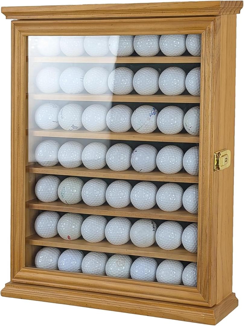 Premium 'Hole in One' Golf Ball Display Case - Exceptional Craftsmanship, Elegant Home Decoration, and Ideal Gift for Golf Enthusiasts Natural Color
