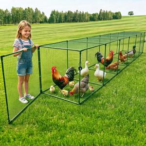 Heavy Duty Chicken Tunnel - 6-Section Portable Chicken Run with PVC Coated Wire Mesh & Steel Frame, Outdoor DIY Chicken Tunnel for Yard, Predator-Proof (1, 141 * 24 * 24 inches)