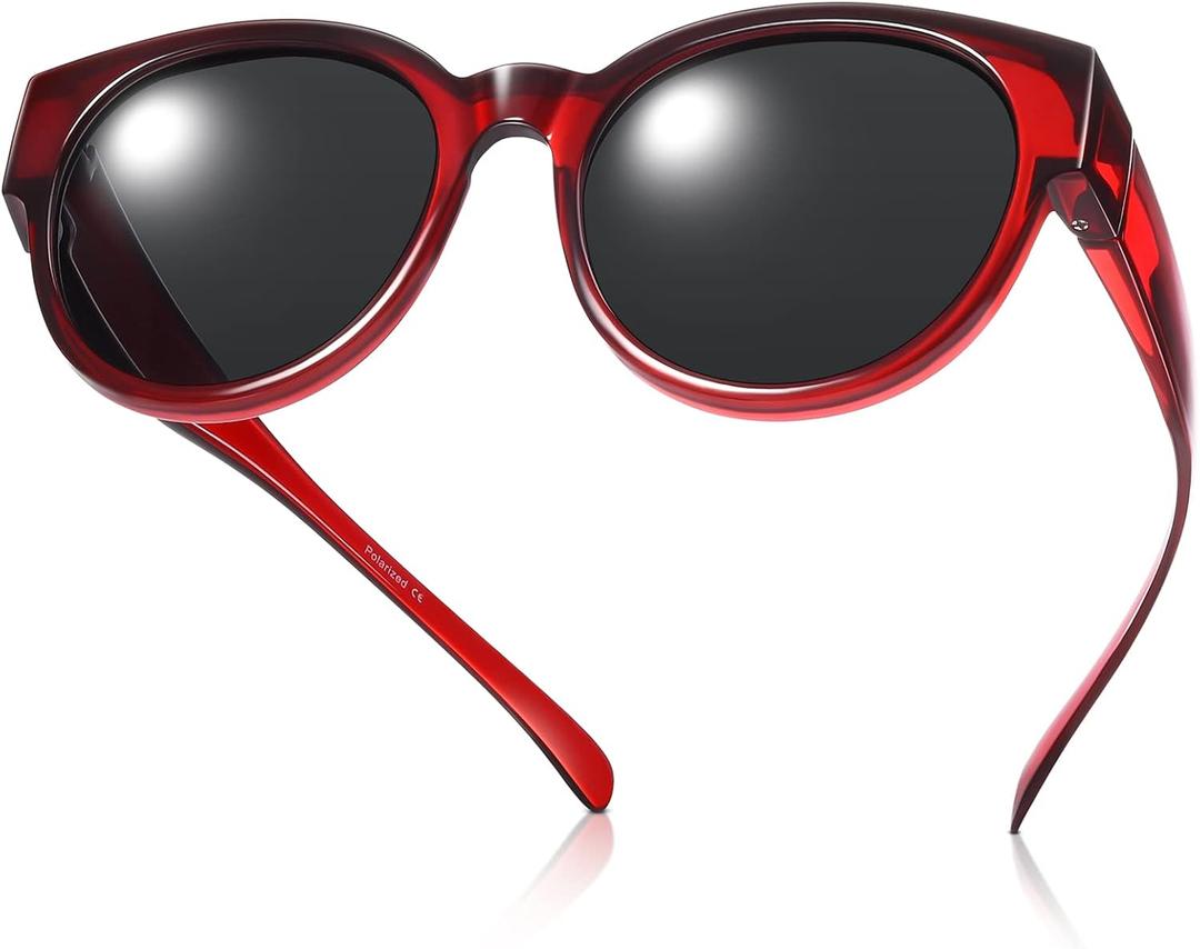 BrGuras Polarized Oversized Fit over Sunglasses Over Glasses with Cat Eye Frame for Women&Men
