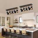 5-Light Track Light Fixtures, Adjustable Ceiling/Wall Mount Spotlight, Industrial Black Kitchen Track Lighting for Living Room, Dining Room, Hallway, Bathroom