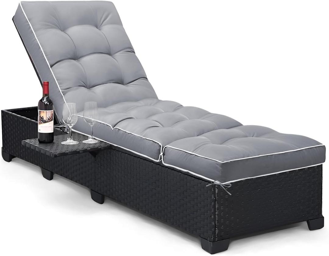 Outdoor Chaise Lounge Chair Cushion, Non-Slip Patio Chaise Lounge Cushions Waterproof for Outdoor Furniture, Thickened Patio Pool Lounger Chair Cushion, 76.4 x 22.8 x 4.7 Inches, Grey