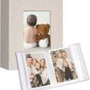 Vienrose Small Photo Album 4x6 holds 100 Photos 2 Pack, Mini Baby Photo Album Linen Cover for Gifts Wedding Family, Beige (4x6, 50 Pockets)