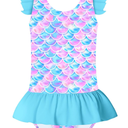 Toddler Girl Swimsuit One Piece Bathing Suit Mermaid Cute Ruffle Skirt Hawaiian Beach Swimwear XXL