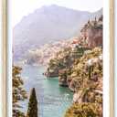 HesenDot Natural OAK Wood Framed Italy Coastal Wall Art,12x16in Amalfi Coast Canvas Wall Print,Positano Seascape Boho Poster Wall Decor for Living Room,Bedroom,Office Gallery Set of 1
