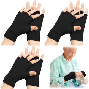 Yearntown 3 Pairs Elderly Skin Thin Protector Gloves,XL,Black
