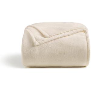 Cosy House Collection Everyday 1500 Series Fleece Blanket - Bedroom Essentials - All Season, Stays Fresh & Clean - Soft, Breathable & Skin-Friendly (Full/Queen, Cream)104x185