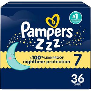 Pampers ZZZ Overnight Diapers, Size 7 (41+ lbs), 36 Count, Nighttime Protection Disposable Baby Diaper, Night Time Leak and Skin Protection