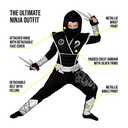Morph Deluxe Silver Ninja Costume for Boys - Kids Halloween Dress Up Outfit - Black (3-4 Years)