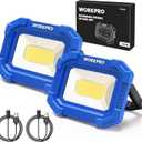 WORKPRO LED Work Light, Rechargeable Magnetic Work Lights with Stand, Portable 2000LM COB Flood Light for Camping, Fishing, Car Repair, Job Site Lighting, Hiking, 4 Modes, 2 Pack