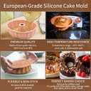PADELE 2 Pack Silicone Cake Pan Nonstick,10 Inch, Silicone Cake Molds,Pound Cake Pan, Baking Cake Pan for Jello,Gelatin,Cake,Brownie and BreadPink+Blue