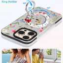Toycamp for iPhone 16 Pro Case Compatible with Magsafe - Cute Design 360 Magnetic Ring Holder Stand Kickstand Funny Garden Girly Pretty Fashion TPU Phone Covers for Women Tenn Girls