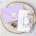 Funeral Thank You Cards with Envelopes, Set of 50, Purple Watercolor Butterfly Floral Design Message Inside 4x6In Sympathy Thank You Card for Funeral Bereavement