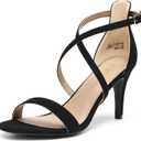 DREAM PAIRS Women's Strappy Stiletto High Heels Open Toe Rhinestone Wedding Dress Shoes Sparkly Sandals (8.5, Black/Nubuck)